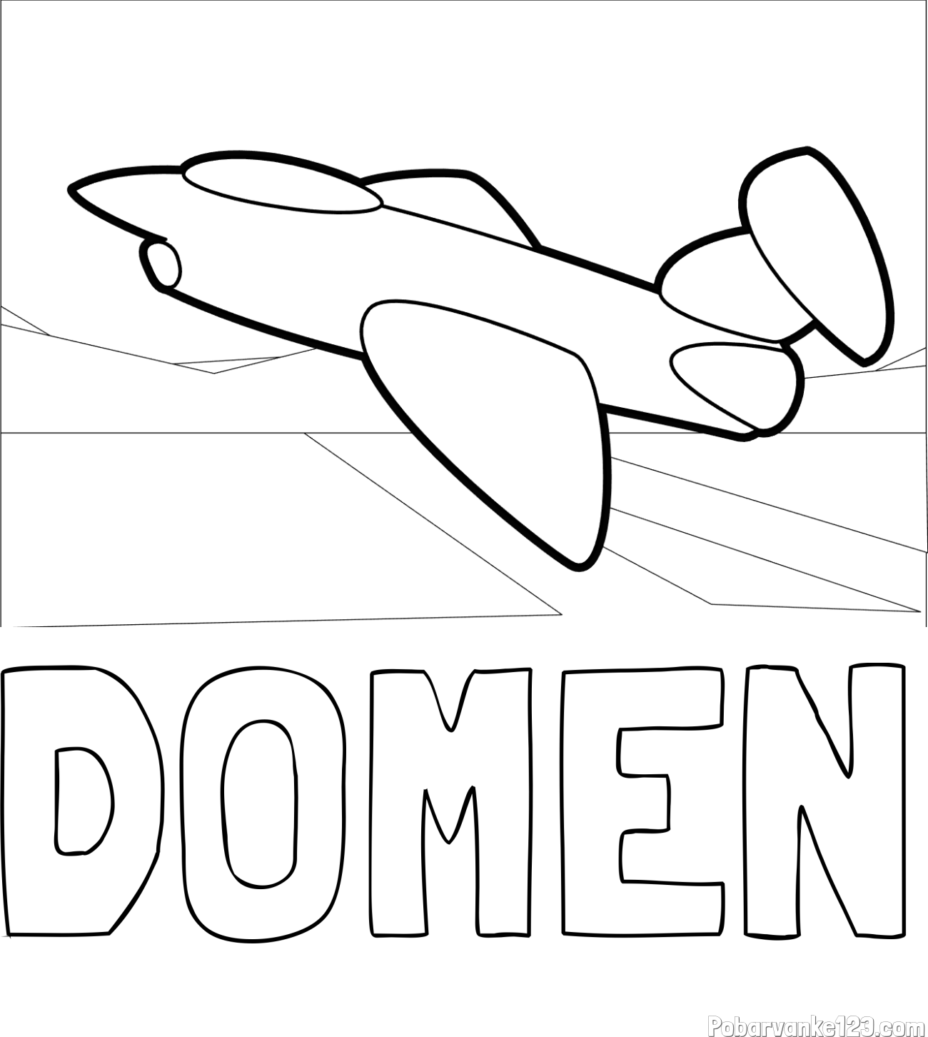 Pobarvanka imena DOMEN in pobarvanka aviona med vzletom