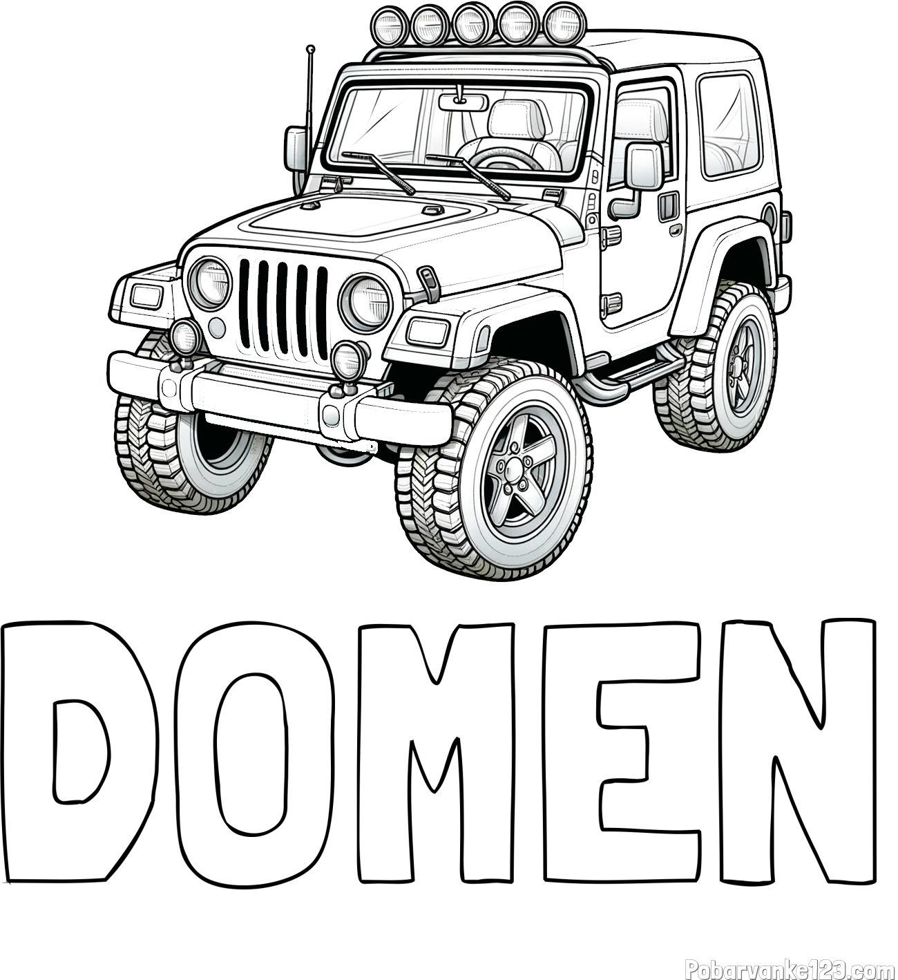 Pobarvanka imena DOMEN in pobarvanka džipa