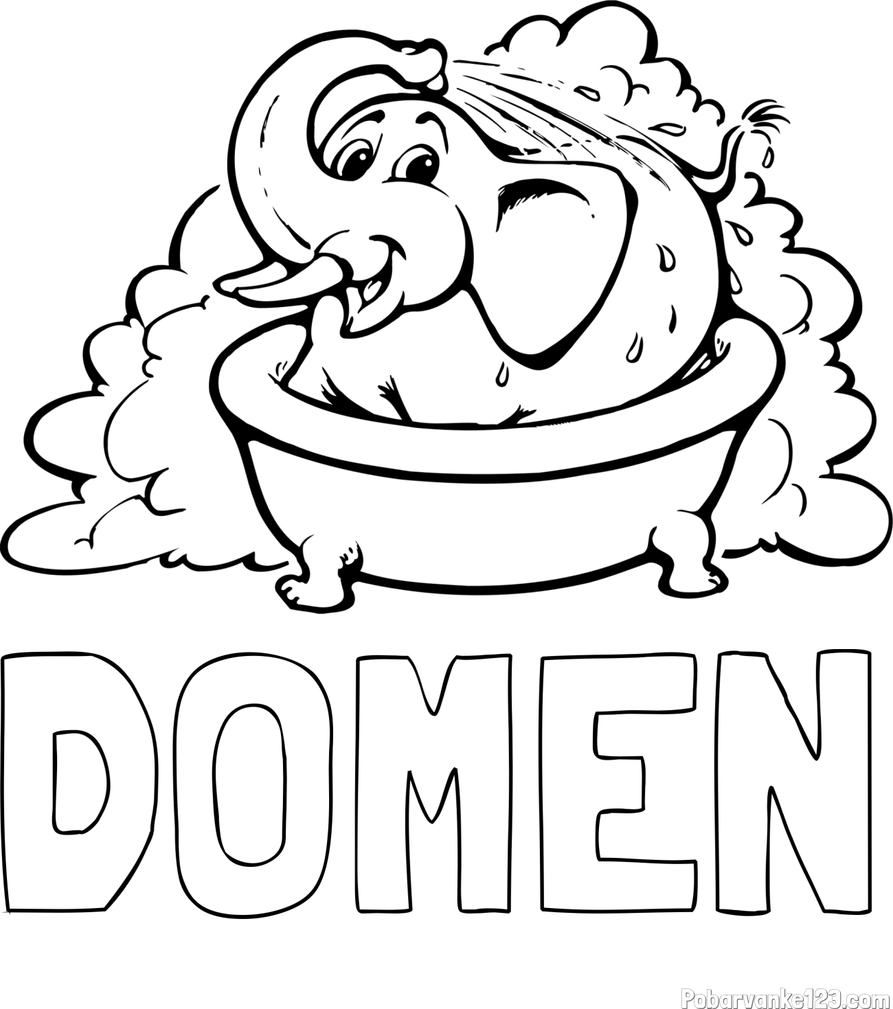 Pobarvanka imena DOMEN in pobarvanka nasmejanega slončka