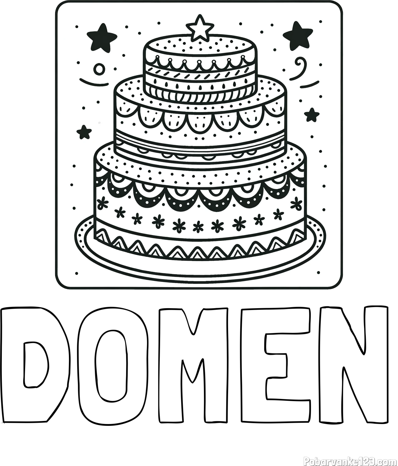 Pobarvanka imena DOMEN in pobarvanka slastne torte