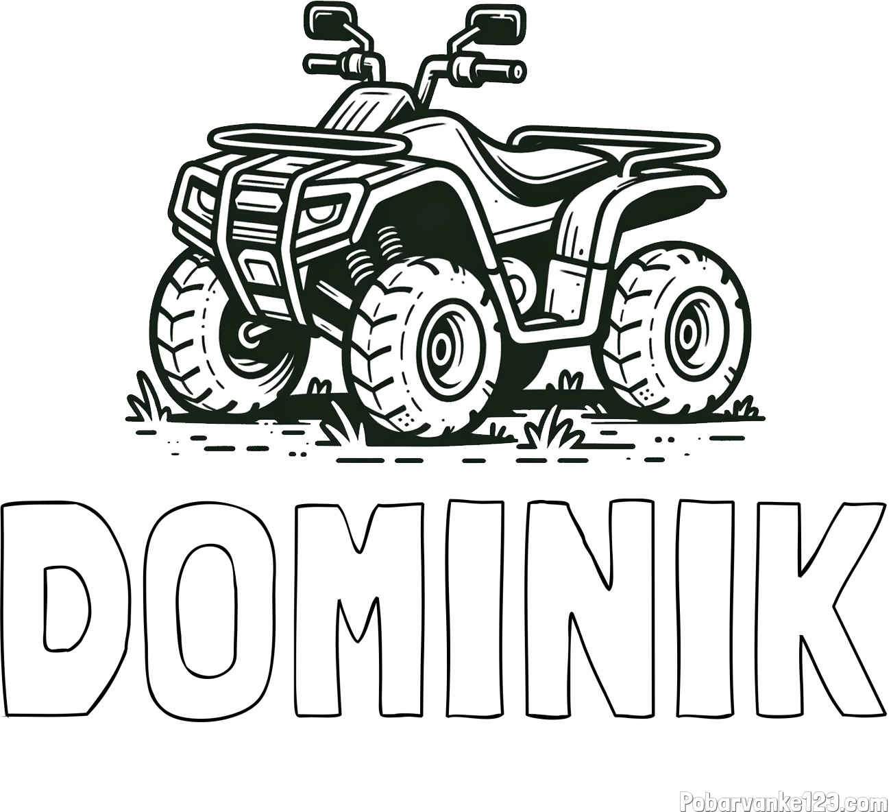 Pobarvanka imena DOMINIK in pobarvanka štirikolesnika