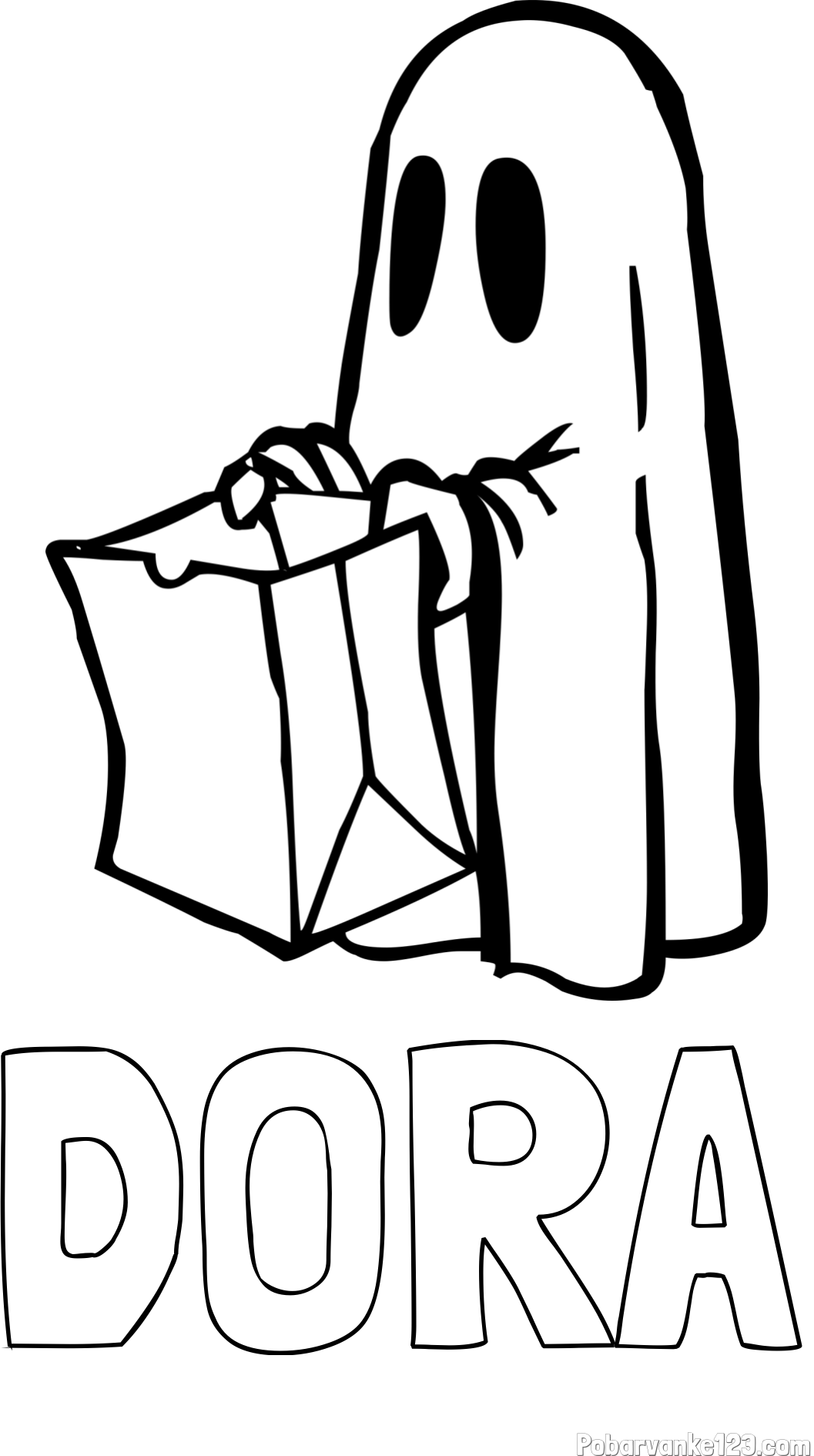 Pobarvanka imena DORA in otroška pobarvanka duhca