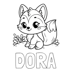 Pobarvanka imena DORA in pobarvanka lisičke