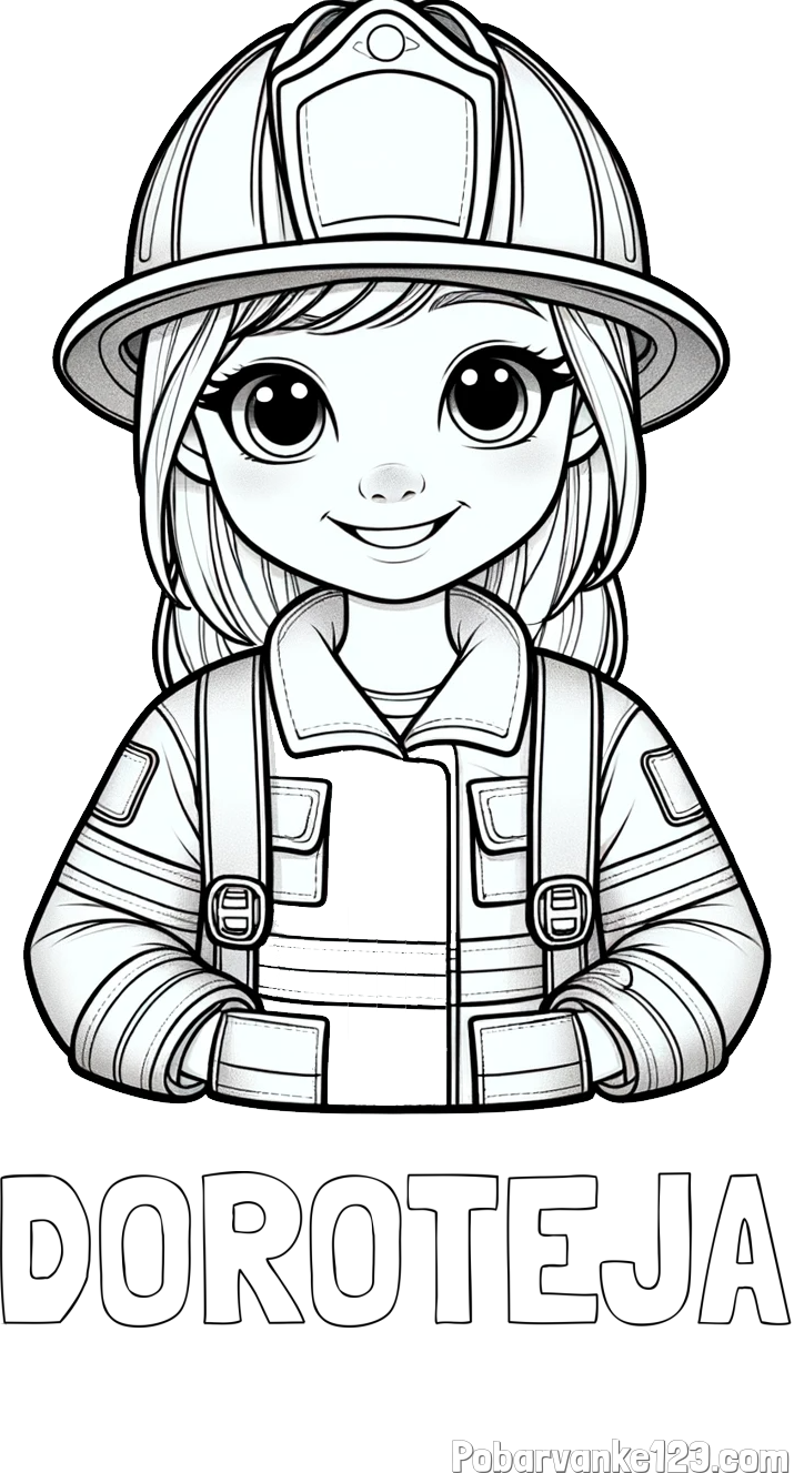 Pobarvanka imena DOROTEJA in pobarvanka ljubke gasilke