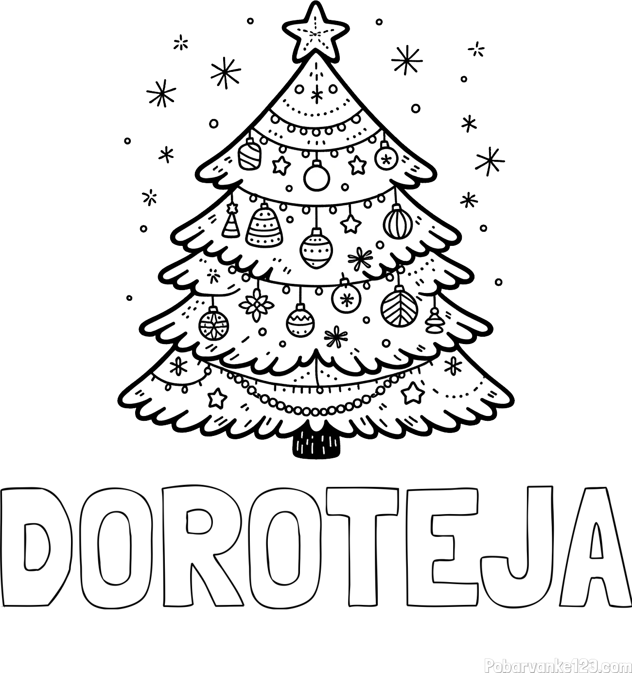 Pobarvanka imena DOROTEJA in pobarvanka novoletne jelke