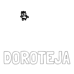 Online izdelana pobarvanka - Pobarvanka imena DOROTEJA in samorog