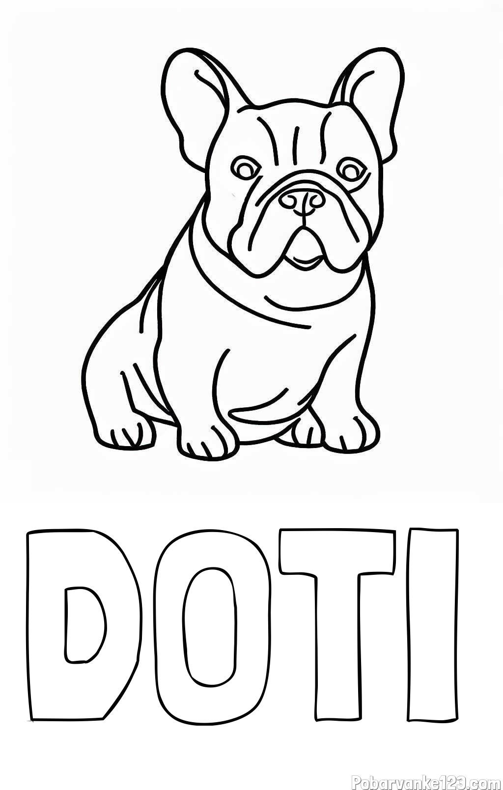 Pobarvanka imena DOTI in pobarvanka francoskega buldoga