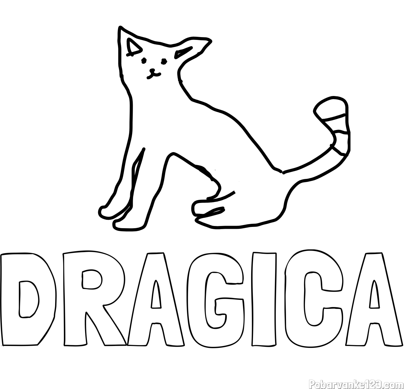 Pobarvanka imena DRAGICA in moj debeli oranžni mačkon