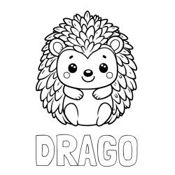 Online izdelana pobarvanka - Pobarvanka imena DRAGO in pobarvanka prikupnega ježa
