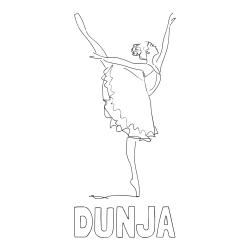 Online izdelana pobarvanka - Pobarvanka imena DUNJA in pobarvanka ljubke baletke