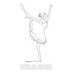 Online izdelana pobarvanka - Pobarvanka imena DUNJA KOŠIR in pobarvanka ljubke baletke