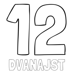 Online izdelana pobarvanka - Pobarvanka imena DVANAJST in pobarvanka številke dvanajst (12)