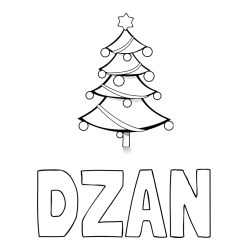 Online izdelana pobarvanka - Pobarvanka imena DŽAN in božična smreka