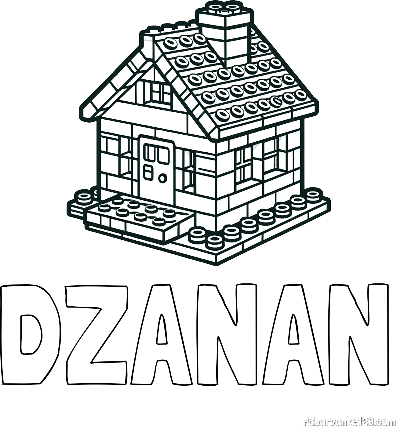 Pobarvanka imena DŽANAN in pobarvanka LEGO hiške