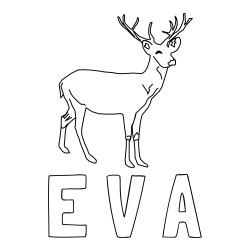 Online izdelana pobarvanka - Pobarvanka imena E V A in pobarvanka preprostega jelenčka