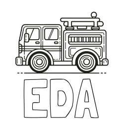 Online izdelana pobarvanka - Pobarvanka imena EDA in lepa pobarvnak gasilskega avta