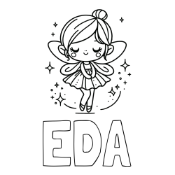 Online izdelana pobarvanka - Pobarvanka imena EDA in otroška pobarvanka čarobne vile