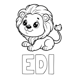 Online izdelana pobarvanka - Pobarvanka imena EDI in pobarvanka igrivega levčka