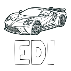 Online izdelana pobarvanka - Pobarvanka imena EDI in Športni avtomobil