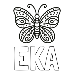 Online izdelana pobarvanka - Pobarvanka imena EKA in preprosta pobarvanka metulja