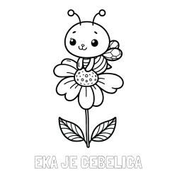 Online izdelana pobarvanka - Pobarvanka imena EKA JE ČEBELICA in pobarvanka ljubke čebelice na roži
