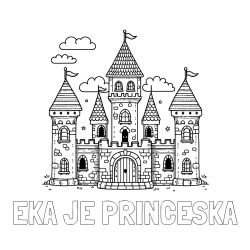 Online izdelana pobarvanka - Pobarvanka imena EKA JE PRINCESKA in pobarvnaka velikega gradu
