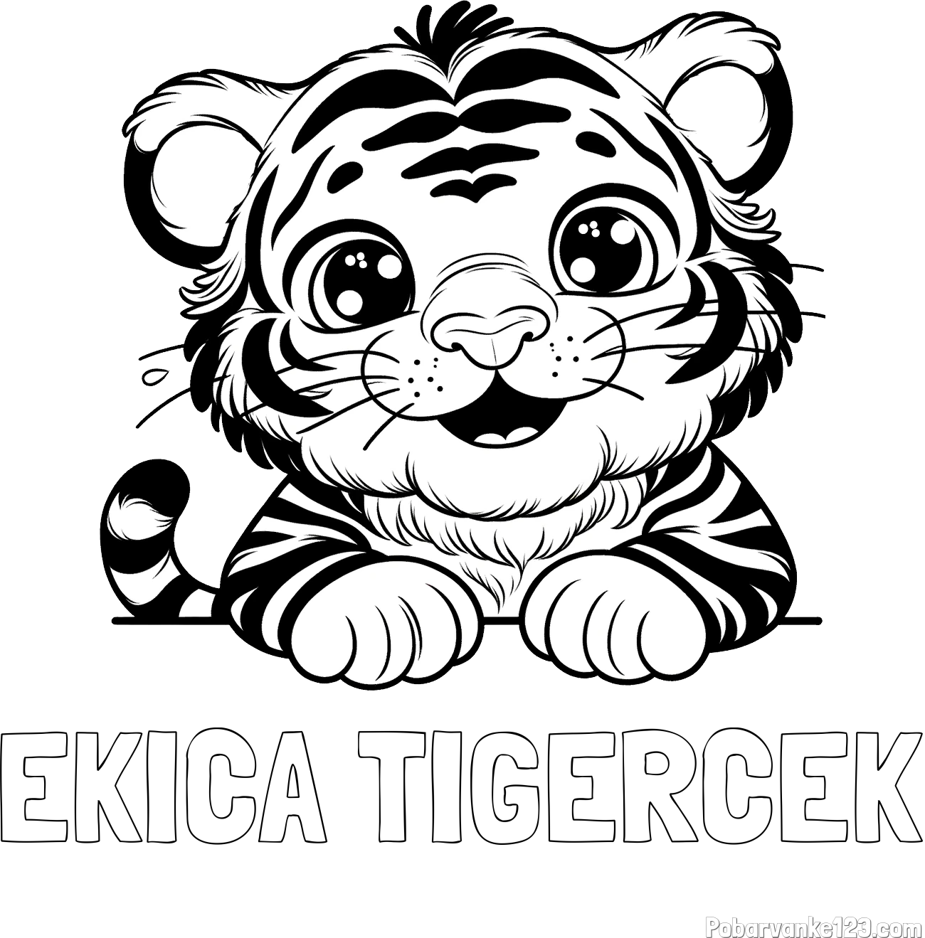 Pobarvanka imena EKICA TIGERČEK in pobarvanka tigrček
