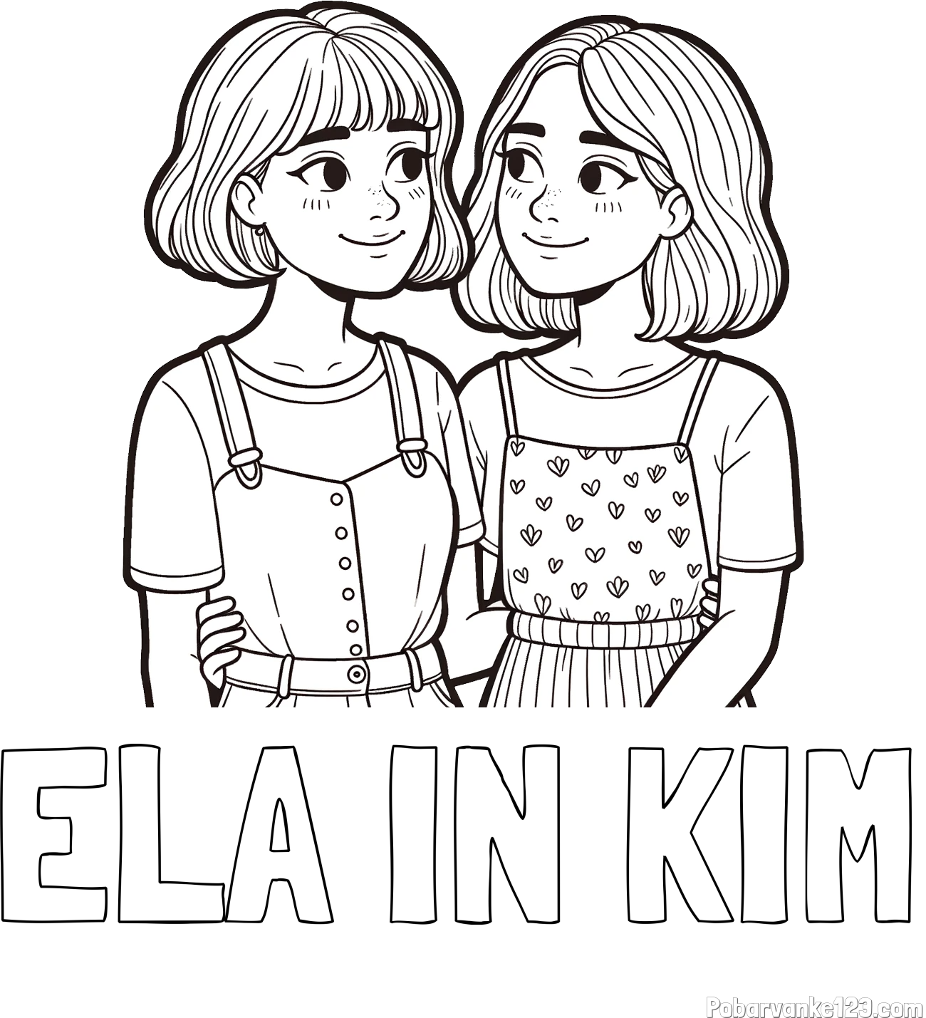 Pobarvanka imena ELA IN KIM in pobarvanka dveh najboljših prijateljic