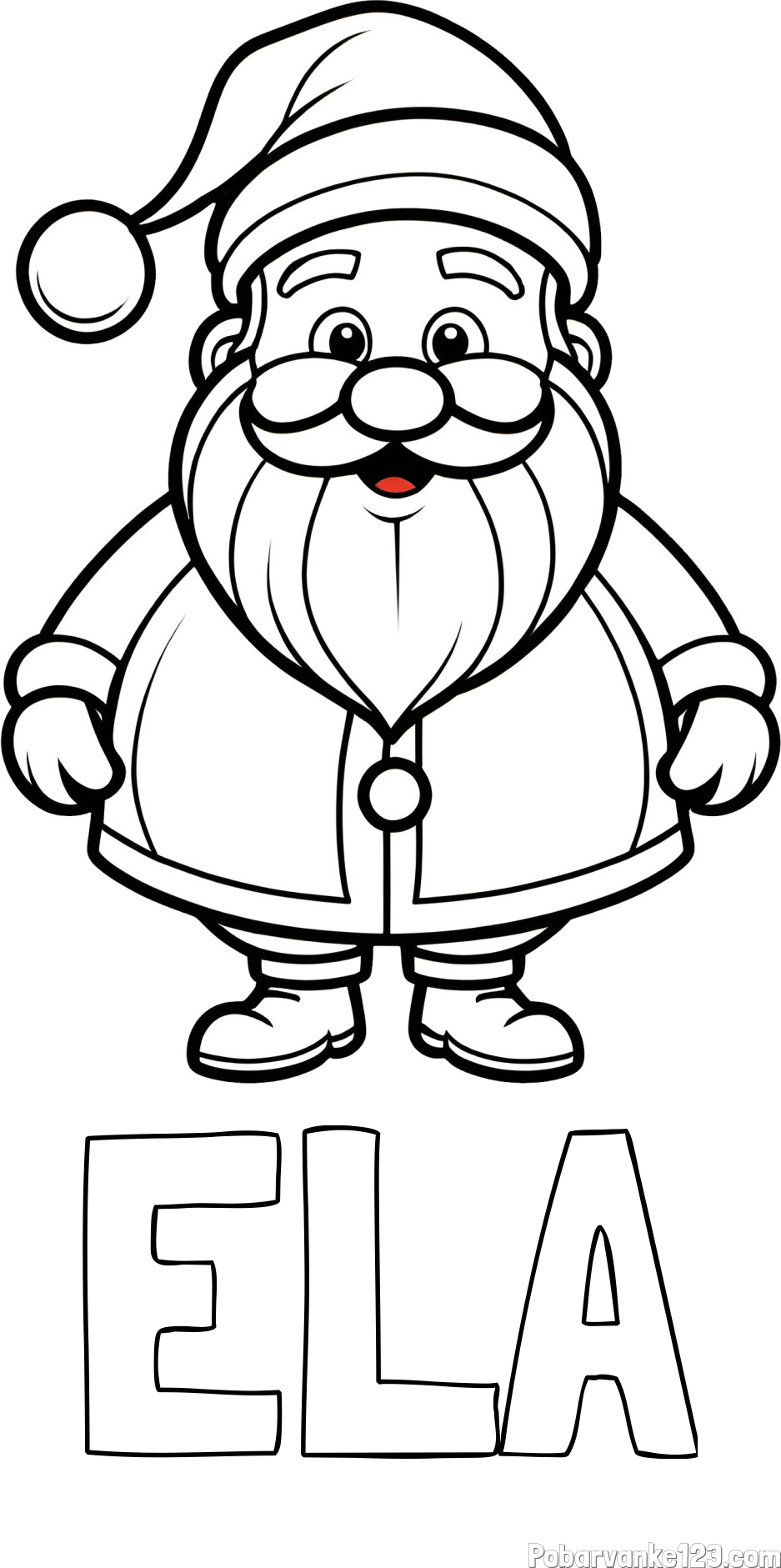 Pobarvanka imena ELA in otroška pobarvanka prikupnega Božička