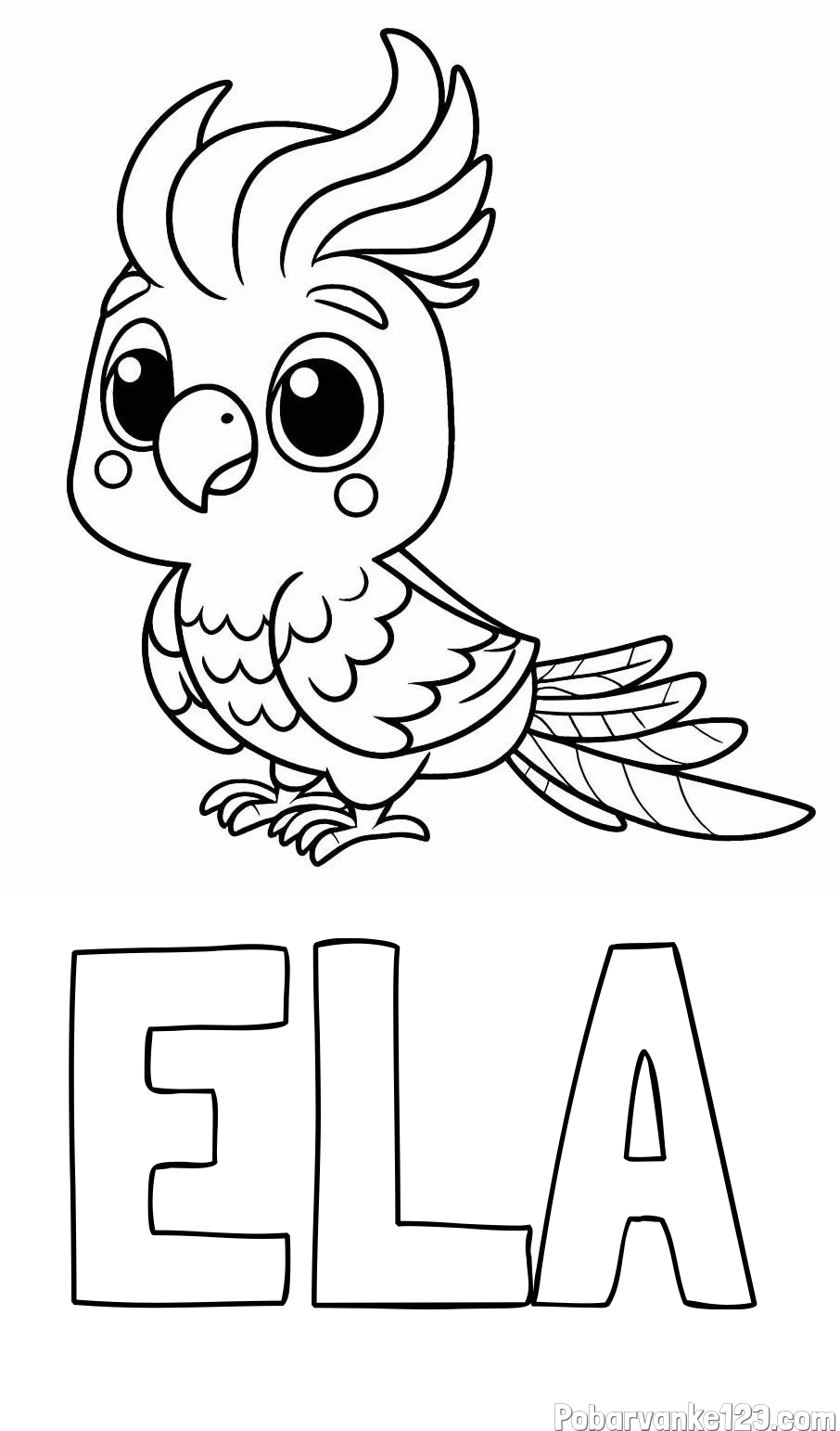 Pobarvanka imena ELA in pobarvanka ljubke papige