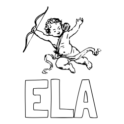 Online izdelana pobarvanka - Pobarvanka imena ELA in pobarvanka majhnega angela