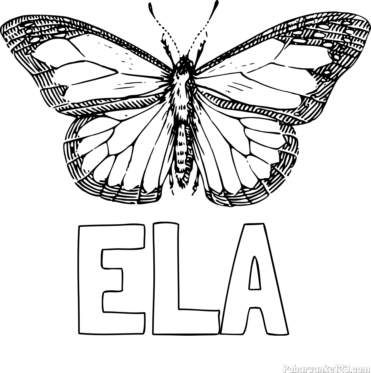 Pobarvanka imena ELA in pobarvanka metulja