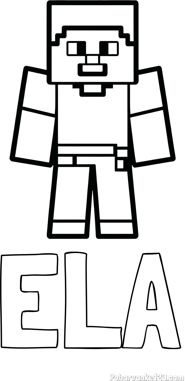 Pobarvanka imena ELA in pobarvanka Minecraft figurice