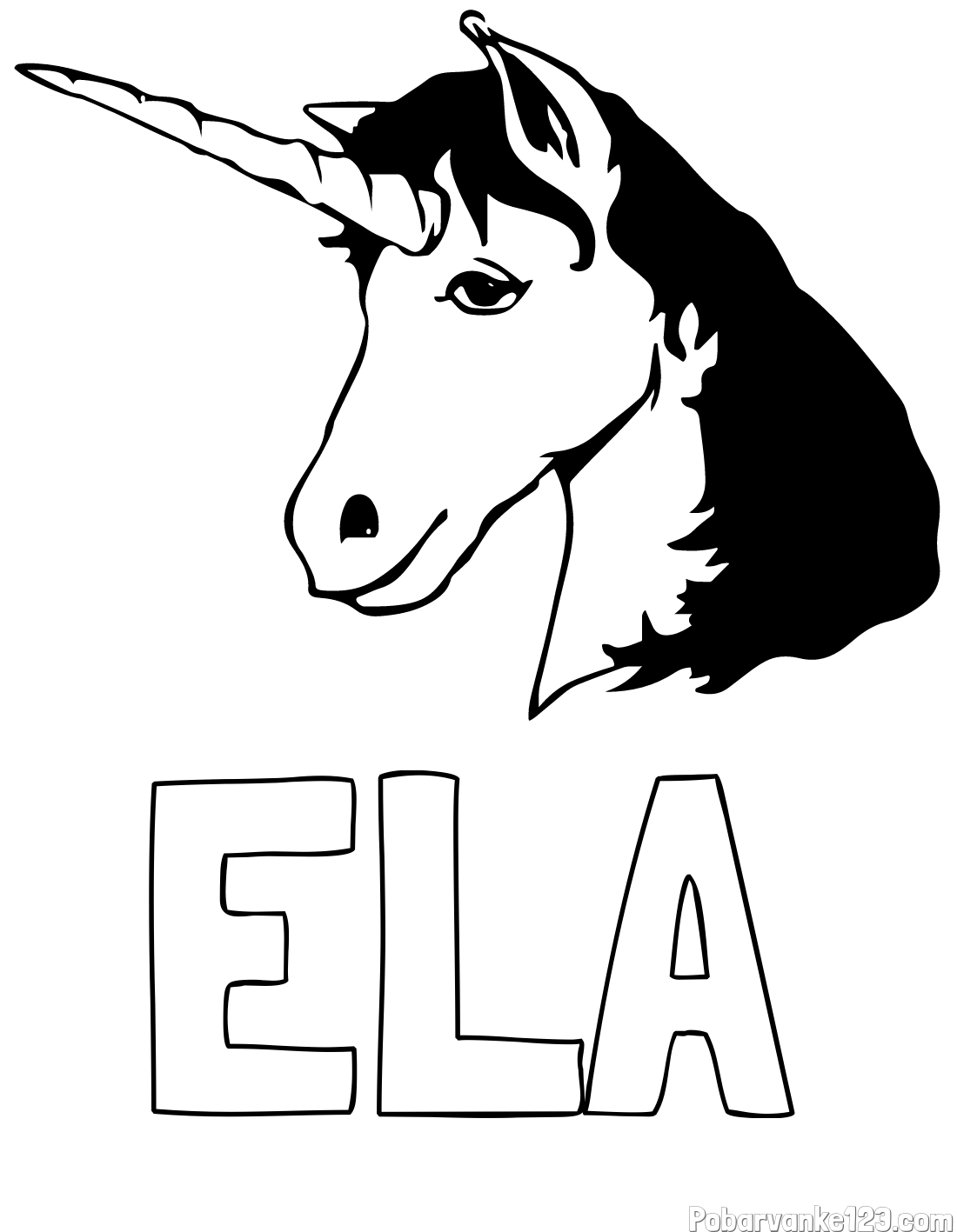 Pobarvanka imena ELA in pobarvanka samorog