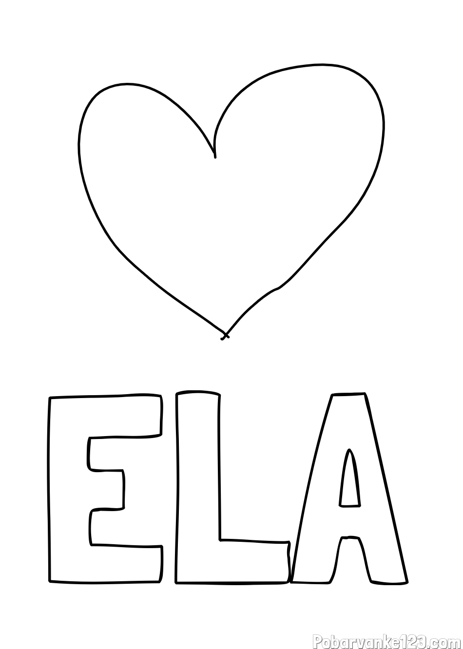 Pobarvanka imena ELA in srček