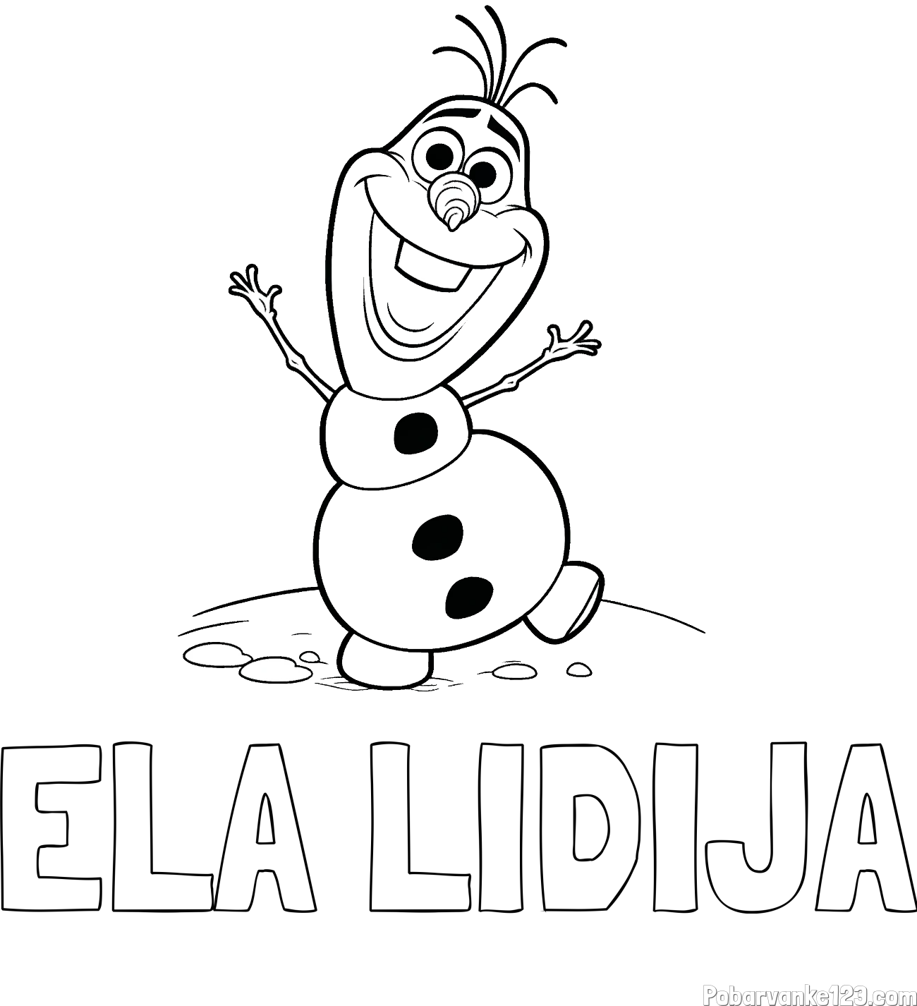 Pobarvanka imena ELA LIDIJA in pobarvaka lubkega snežaka Olaf