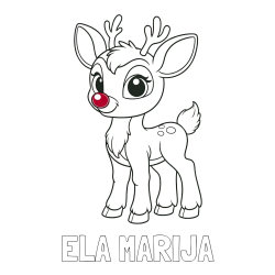 Online izdelana pobarvanka - Pobarvanka imena ELA MARIJA in pobarvanka nasmejanega jelenčka Rudolfa