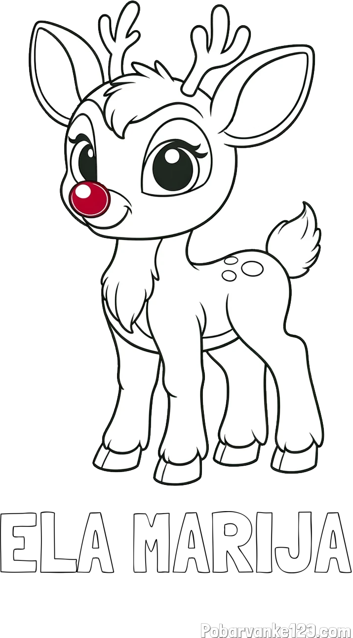 Pobarvanka imena ELA MARIJA in pobarvanka nasmejanega jelenčka Rudolfa