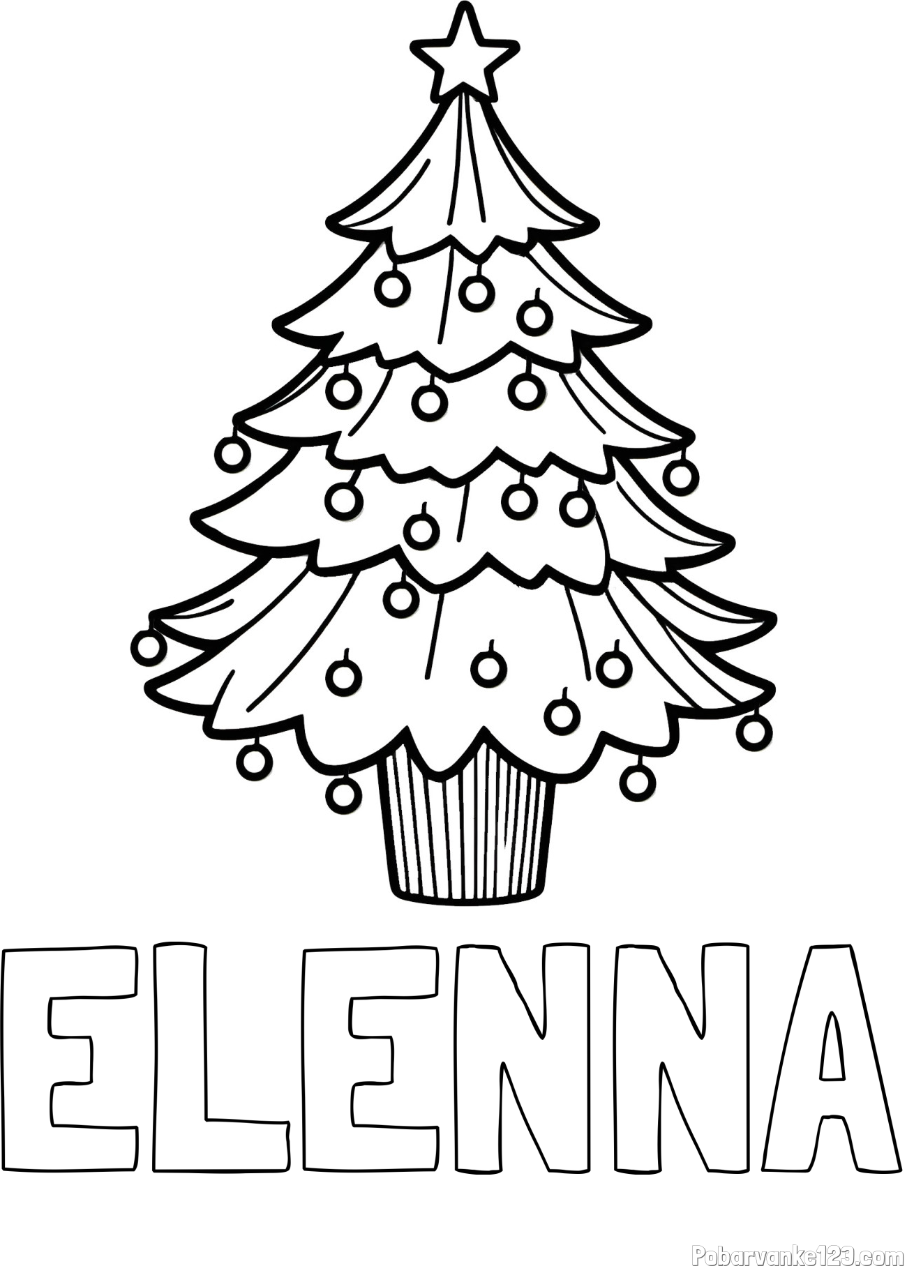 Pobarvanka imena ELENNA in pobarvanka preproste božične smreke