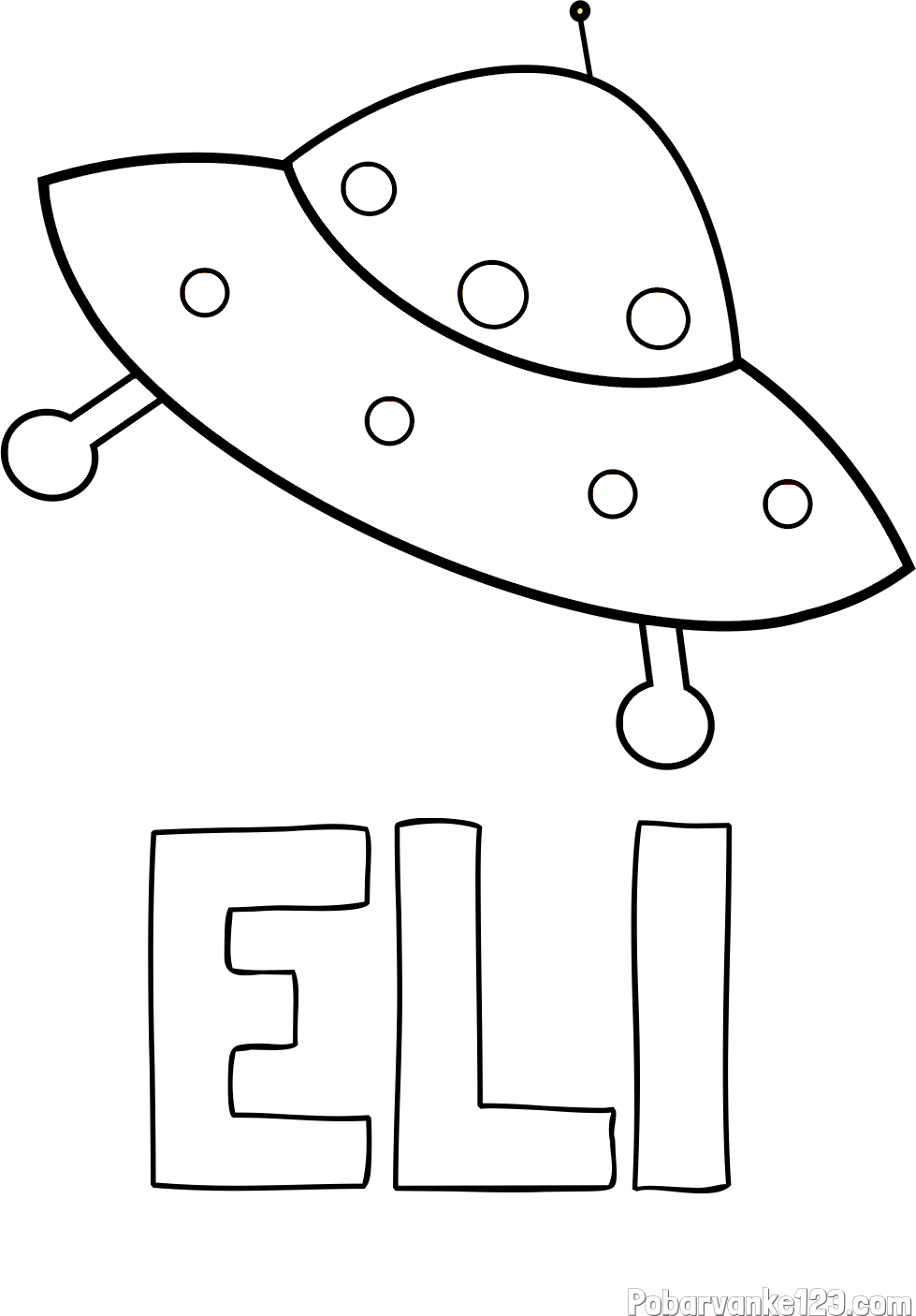 Pobarvanka imena ELI in otroška pobarvanka vesoljskega plovila