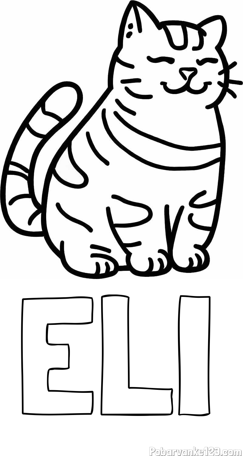 Pobarvanka imena ELI in pobarvanka debelušne mačke