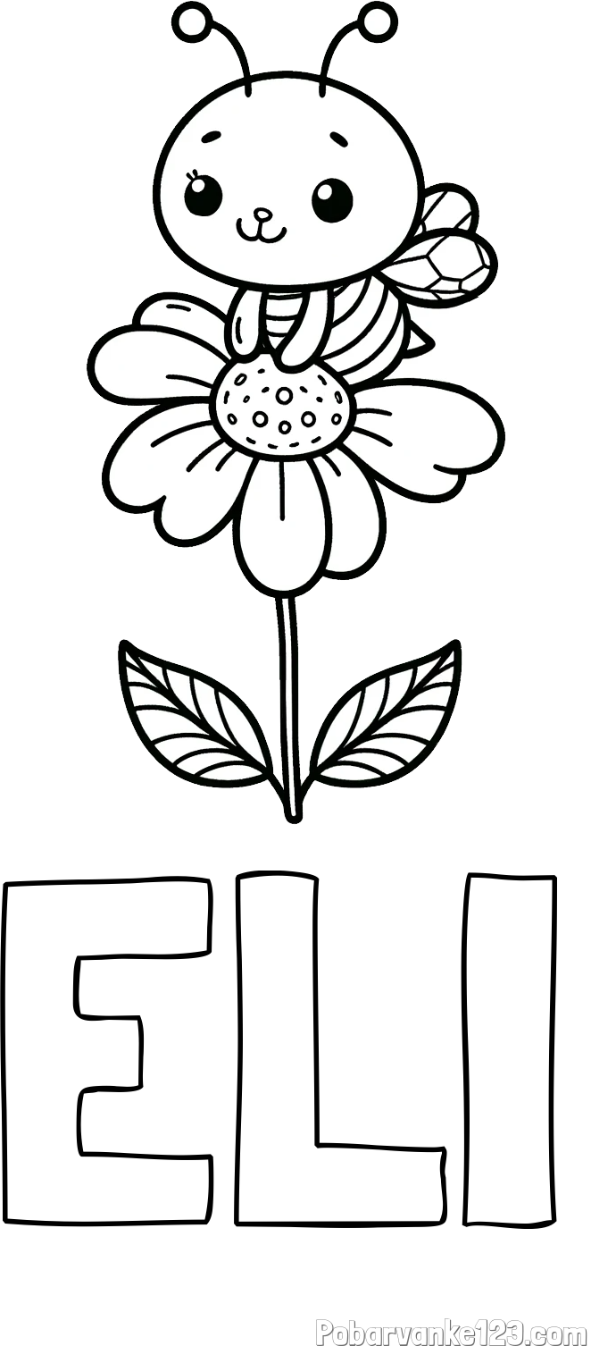 Pobarvanka imena ELI in pobarvanka ljubke čebelice na roži