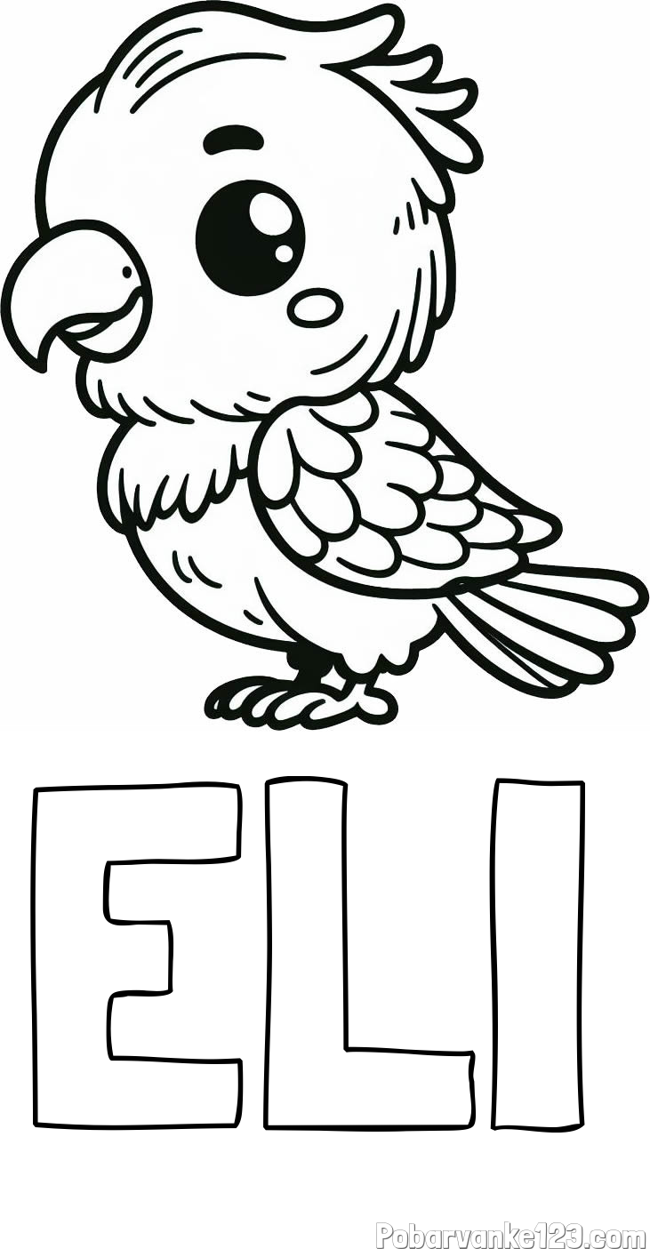 Pobarvanka imena ELI in pobarvanka ljubkega papagaja