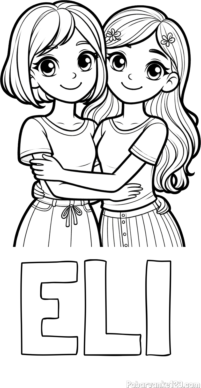 Pobarvanka imena ELI in pobarvanka ljubkih prijateljic