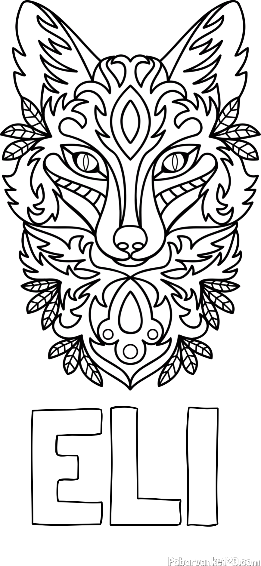 Pobarvanka imena ELI in pobarvanka volka - mandale