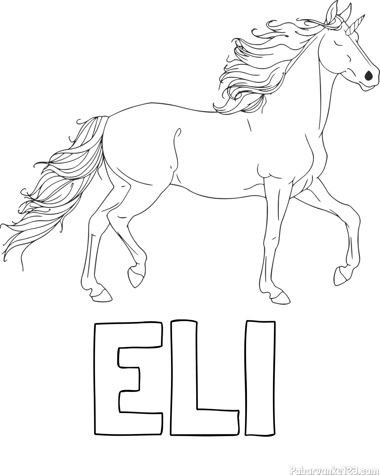 Pobarvanka imena ELI in samorog