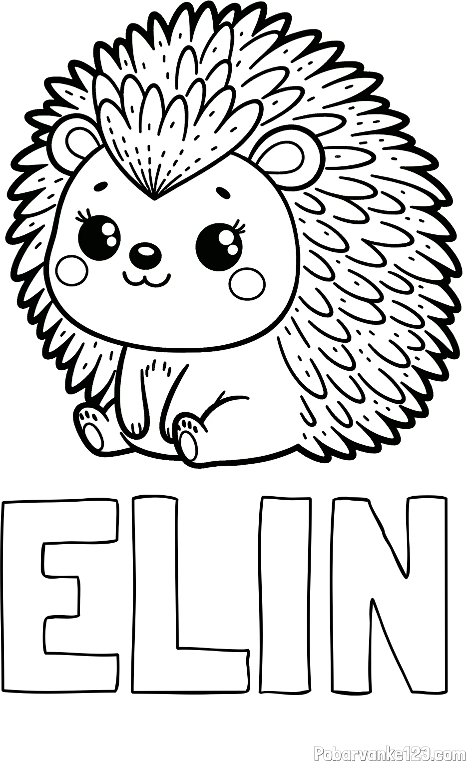 Pobarvanka imena ELIN in pobarvanka nasmejanega ježka