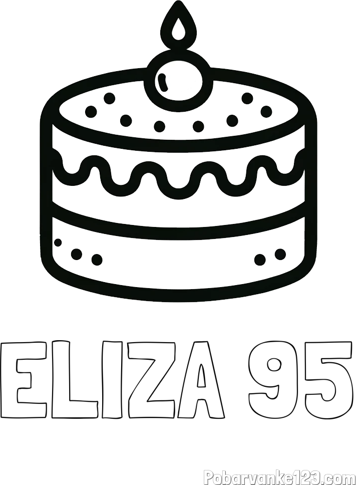 Pobarvanka imena ELIZA 95 in otroška pobarvanka majhne torte