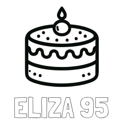 Online izdelana pobarvanka - Pobarvanka imena ELIZA 95 in otroška pobarvanka majhne torte