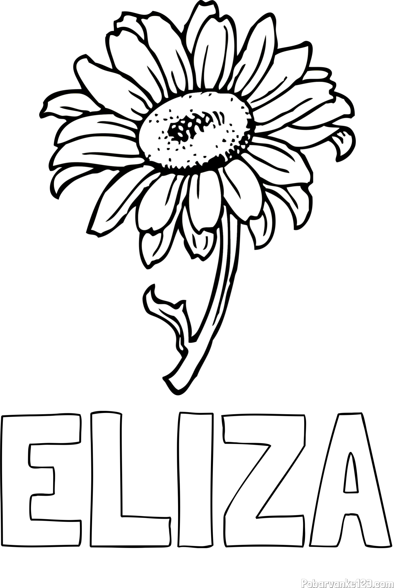 Pobarvanka imena ELIZA in pobarvanka lepe sončnice